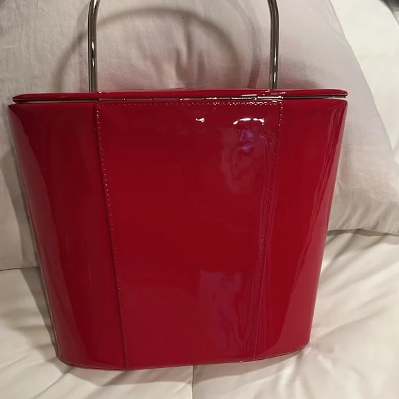 Sport max by Max Mara Red Patent Leather Bucket Bag - Picture 6 of 11
